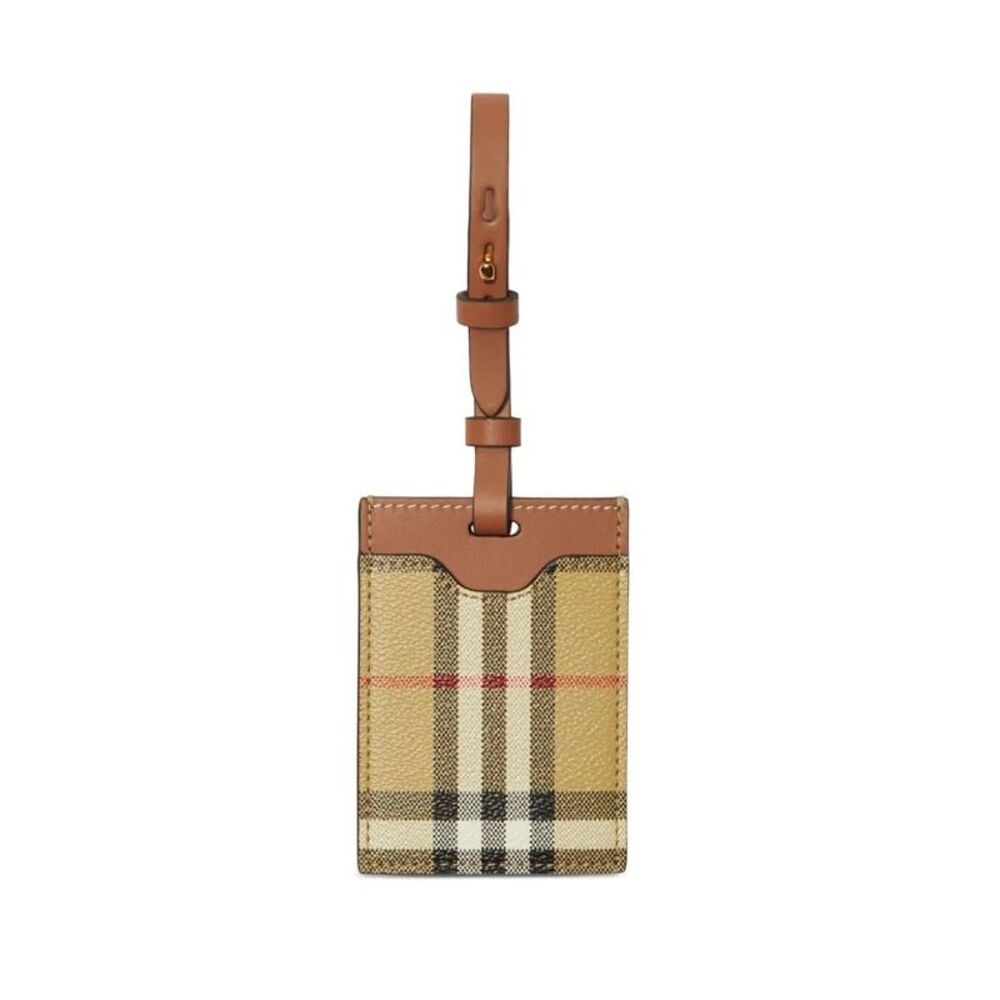 Check Leather Luggage Tag Women